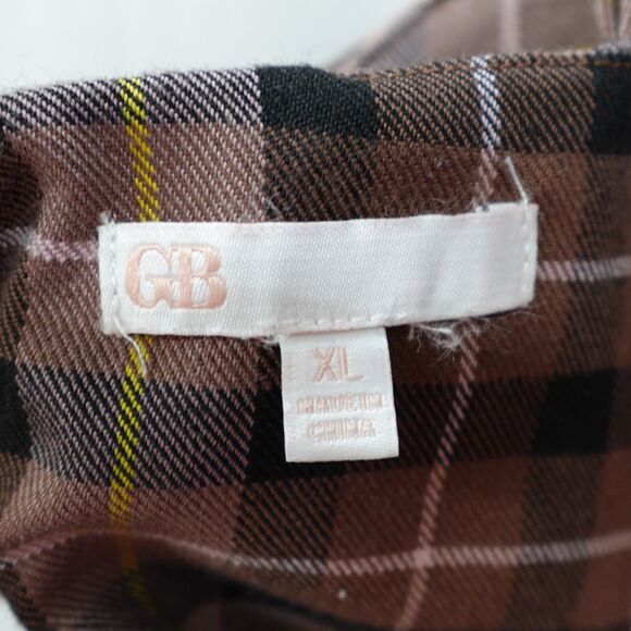 GB Plaid Dress JR. Junior XL Sleeveless Short Brown Plaid Preppy Dark Academia - Picture 3 of 16